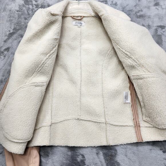 Charlotte Russe Jacket Women XS Pink Faux Leather Deep Pile Fleece Lined Moto - Picture 4 of 9